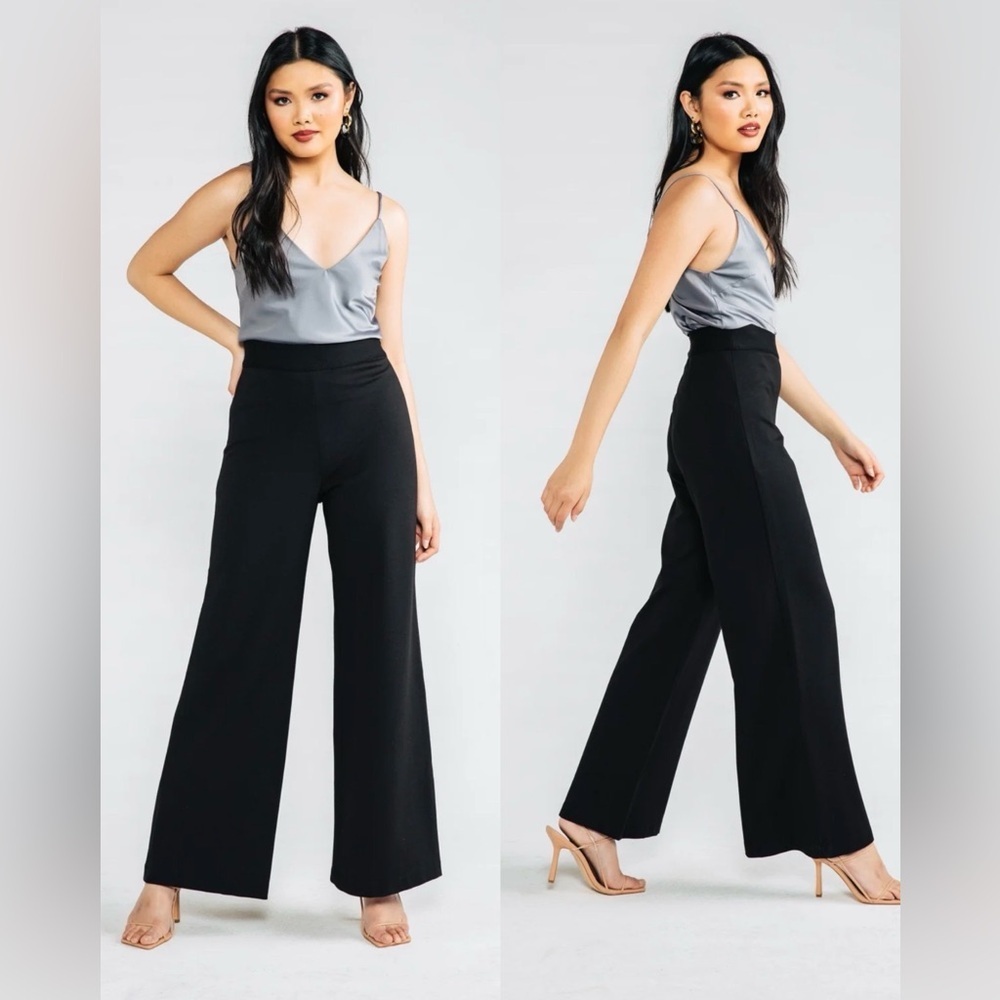 NWT Chloe Kristyn Bridgette Wide Leg Ponte Pants Black , XL